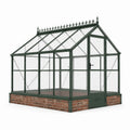 Serre de jardin classique en aluminium vert et verre transparent, 380 × 250 × 280 cm, avec porte battante