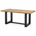 Table à manger industrielle 180 × 90 × 76 cm, plateau effet chêne clair et structure en métal noir