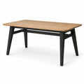 Table à manger rectangulaire en bois naturel et noir, 160 × 90 × 75 cm, style contemporain