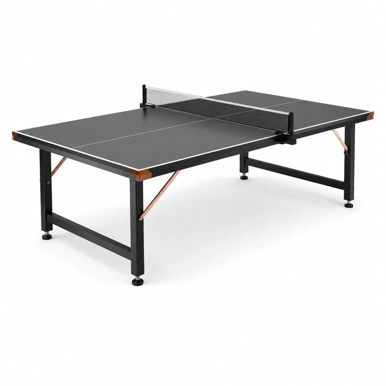 Table de ping-pong d’intérieur gris anthracite avec structure noire et pieds réglables, 274 × 152,5 × 76 cm