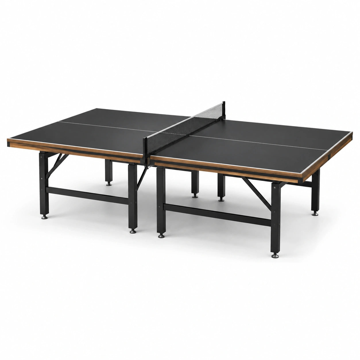 Table de ping-pong noire et marron 274 × 152,5 × 76 cm avec filet et pieds réglables