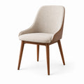 Chaise contemporaine en tissu beige et bois brun, 59 × 55 × 82 cm