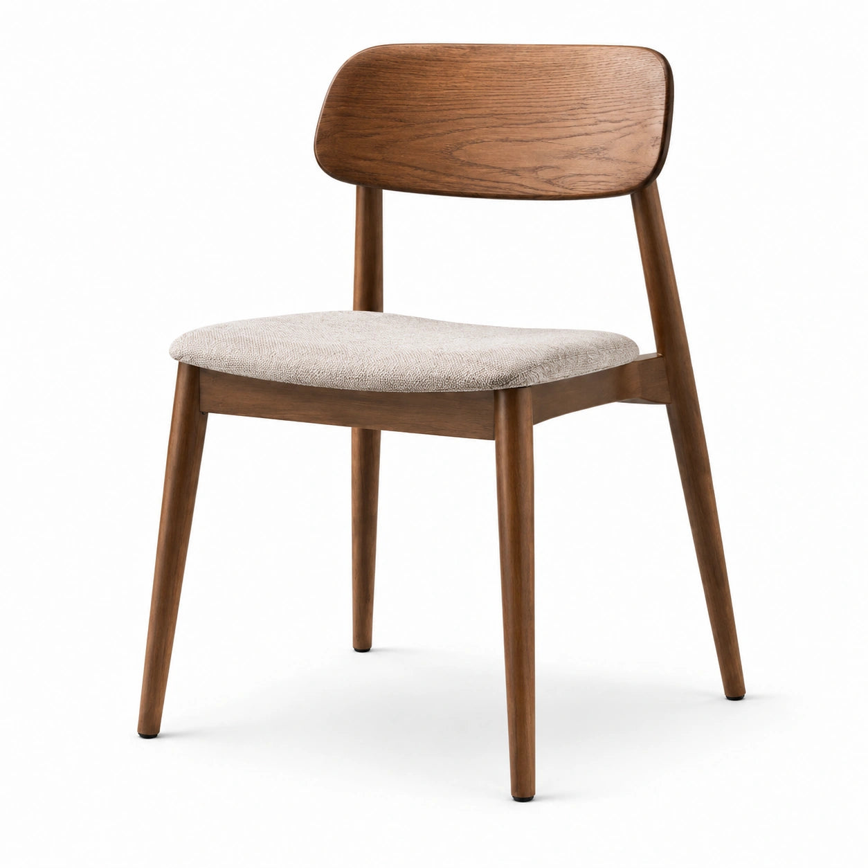 Chaise rétro en bois brun avec assise rembourrée beige, 50 × 54 × 78 cm