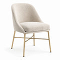 Chaise rembourrée en tissu bouclé crème avec pieds en métal doré, 60 × 64 × 83 cm
