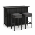 Ensemble de bar de jardin 3 pièces noir et gris anthracite – Comptoir 120 × 50 × 105 cm et 2 tabourets 40 × 40 × 75 cm