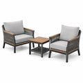 Salon de jardin 3 pièces avec 2 fauteuils 74 × 78 × 83 cm et table 51 × 51 × 48 cm, gris, noir et brun